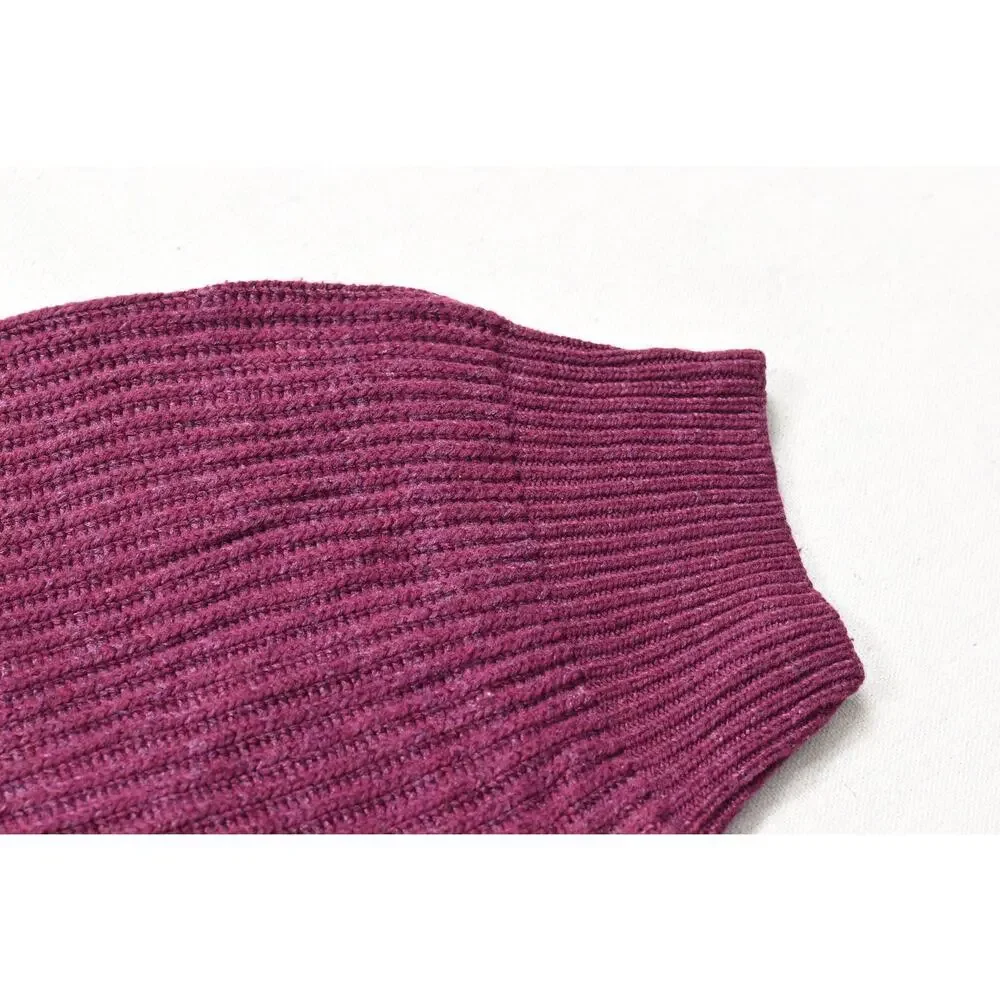 Chico's Women's Size 3 Large XL Purple Ribbed Knit Dolman Short Sleeve Pullover